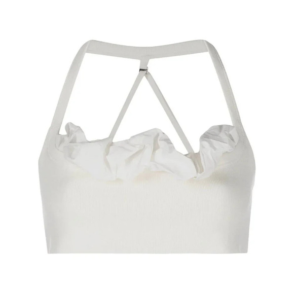 JACQUEMUS Le Bandeau Frivolli Top in Off White 40 New Womens Cropped Bralette - Picture 11 of 14